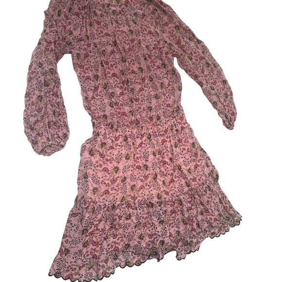 Revolve‎ Velvet by Graham Spencer Aubrey dress pink mini long sleeve sheer large - Picture 5 of 9